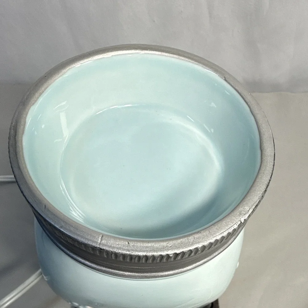 Cute Scentsy Inspired by Heidi Blue Mason Jar w/Fireflies Wax Warmer on Stand